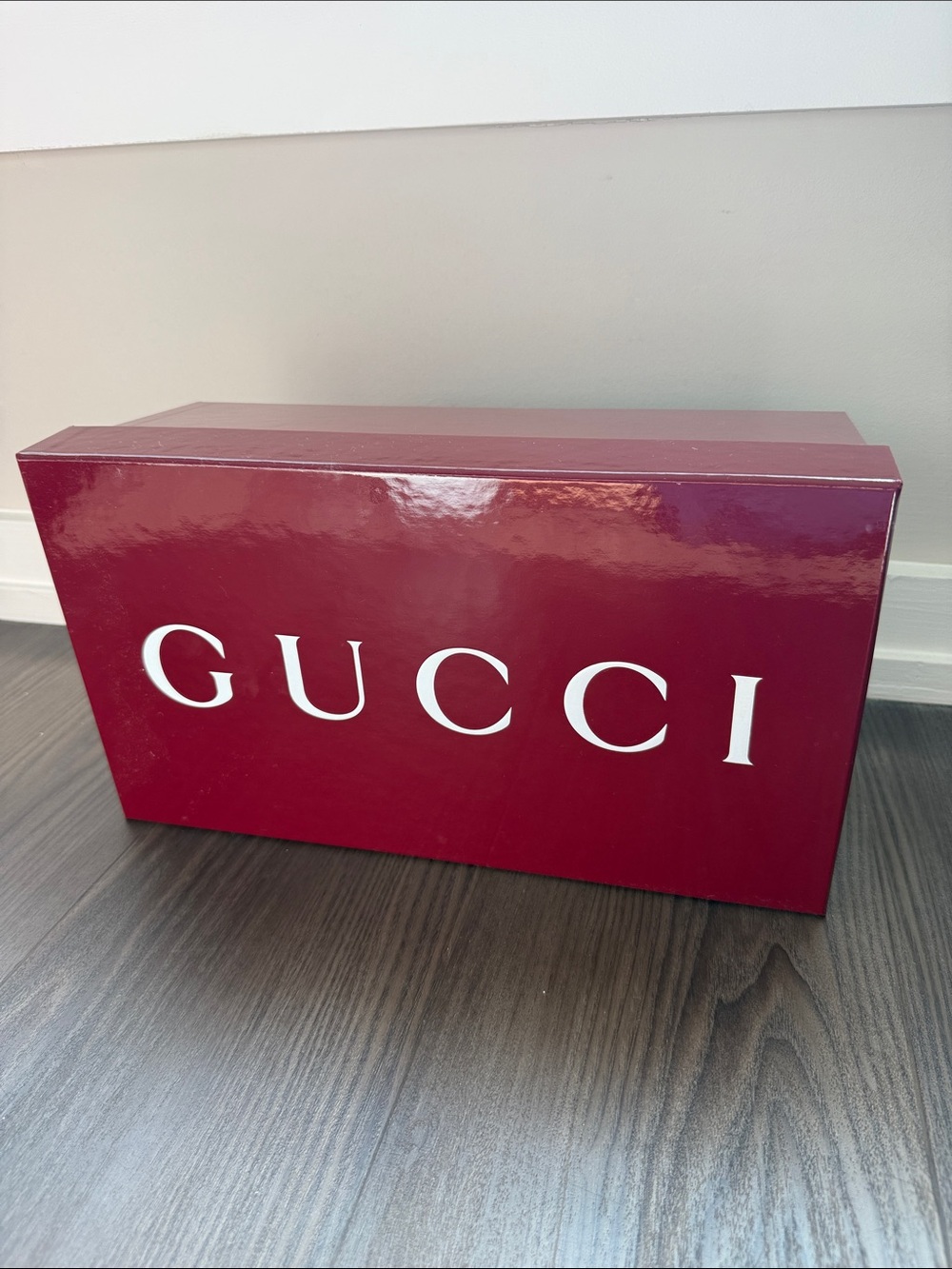 Gucci glossy burgundy empty shoe box